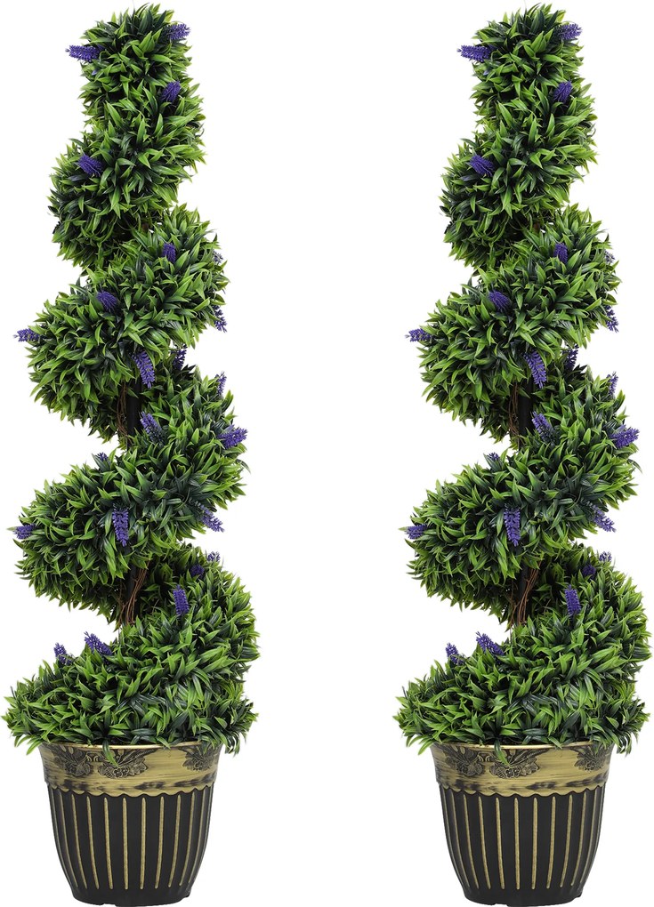 HOMCOM Set de Două Plante Artificiale Lavandă 90cm | Aosom Romania