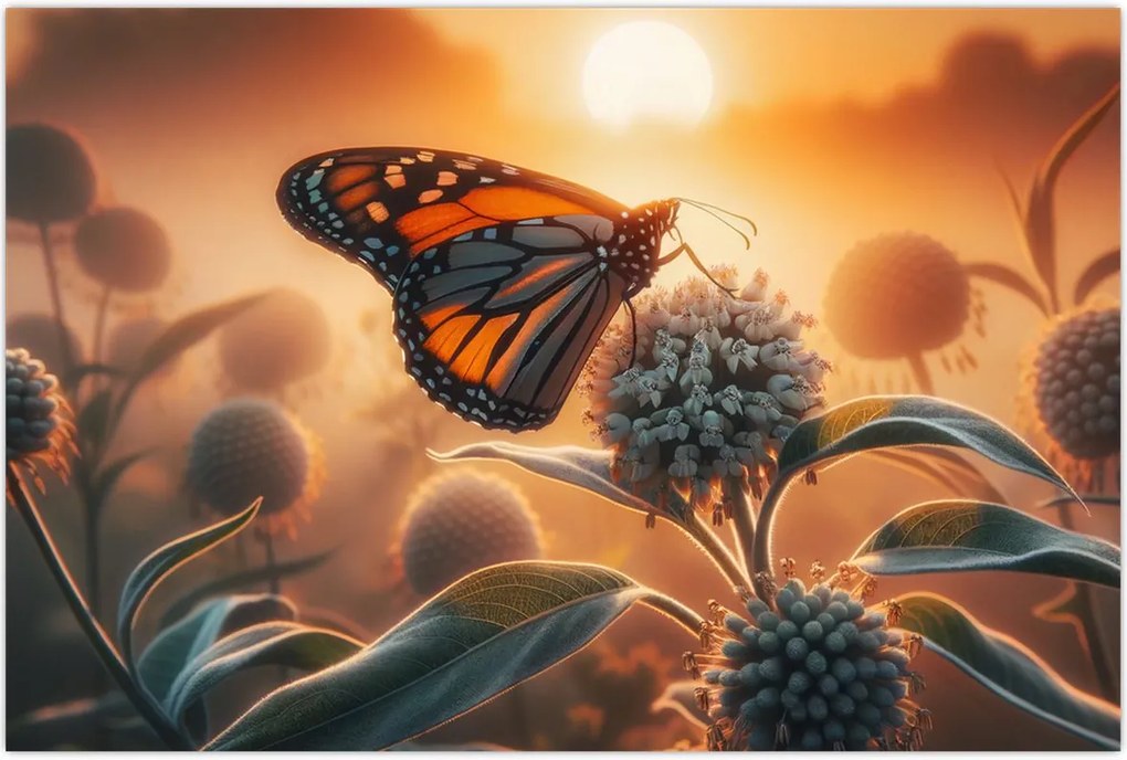 Tablou – Fluture în soare apunând (90x60 cm)