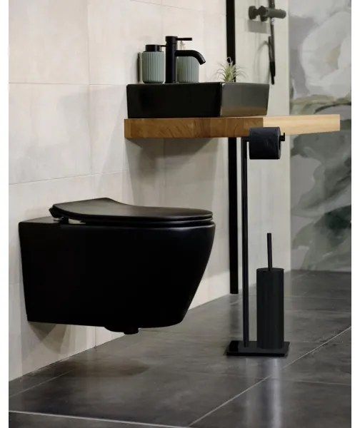 WENKO 71556800 - Set WC RECCO 20 x 71,5 cm, negru