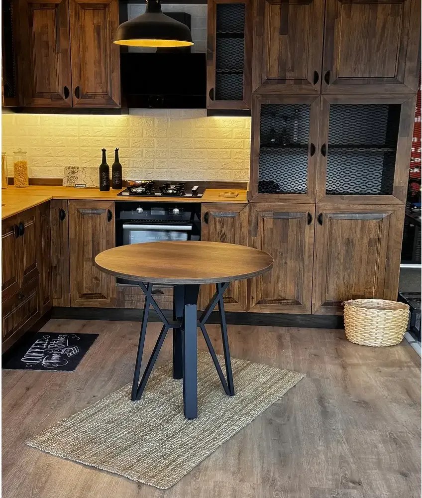 Masa de bucatarie  rotunda nuc negru Ø90 cm