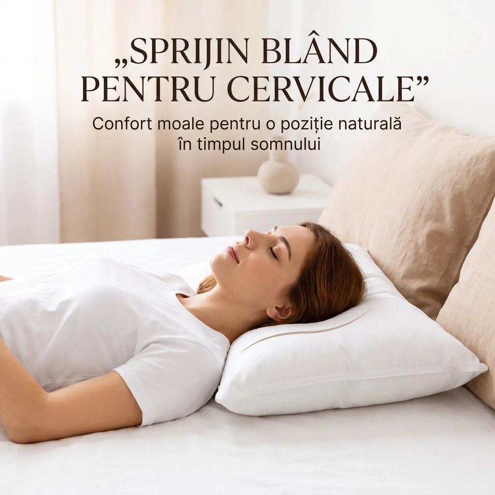 RESIGILAT- Perna antialergica CERVI-SAN Puf de gasca cu suport cervical, Alb