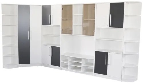 Biblioteca Iris Alb/Gri varianta pe colt