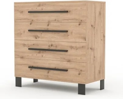 Comoda cu patru sertare, Malen, ADRK Furniture (Culoare: Artisan / Artisan)