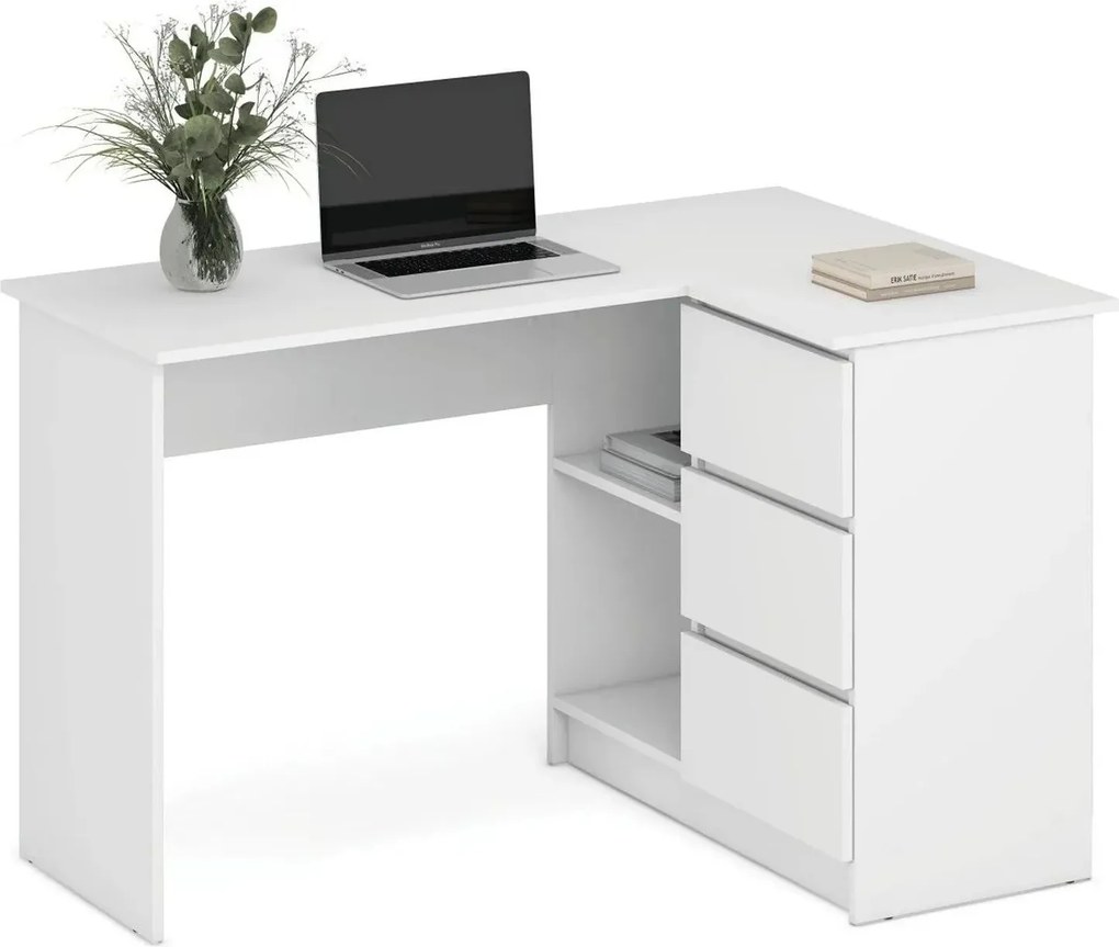 Birou BEGA, alb, PAL laminat, 124x85x76 cm