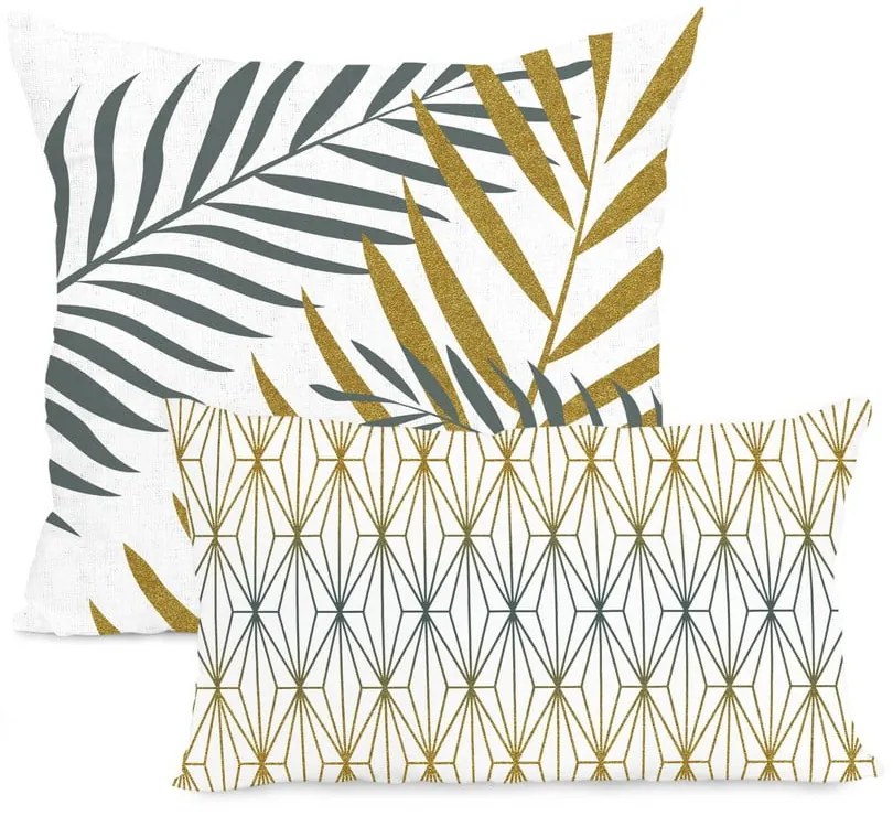 Set 2 fețe de pernă din bumbac Blanc Foliage