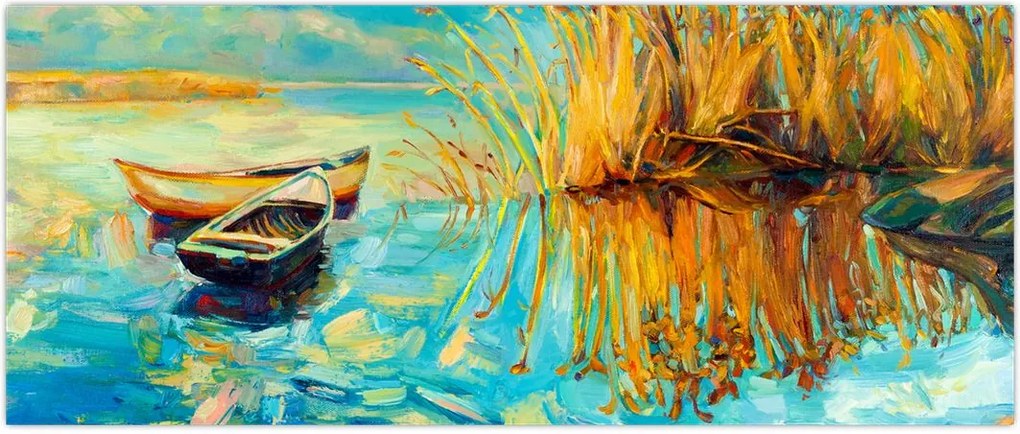 Tablou - Lacul cu bărci (120x50 cm)