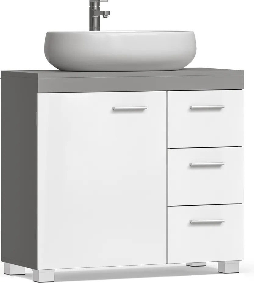 Dulap pentru chiuvetă IVY, 30x70x64 cm, alb/gri Vasagle