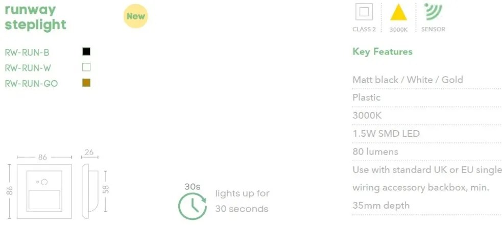 Spot LED incastrabil cu senzor iluminat ambiental Runway alb