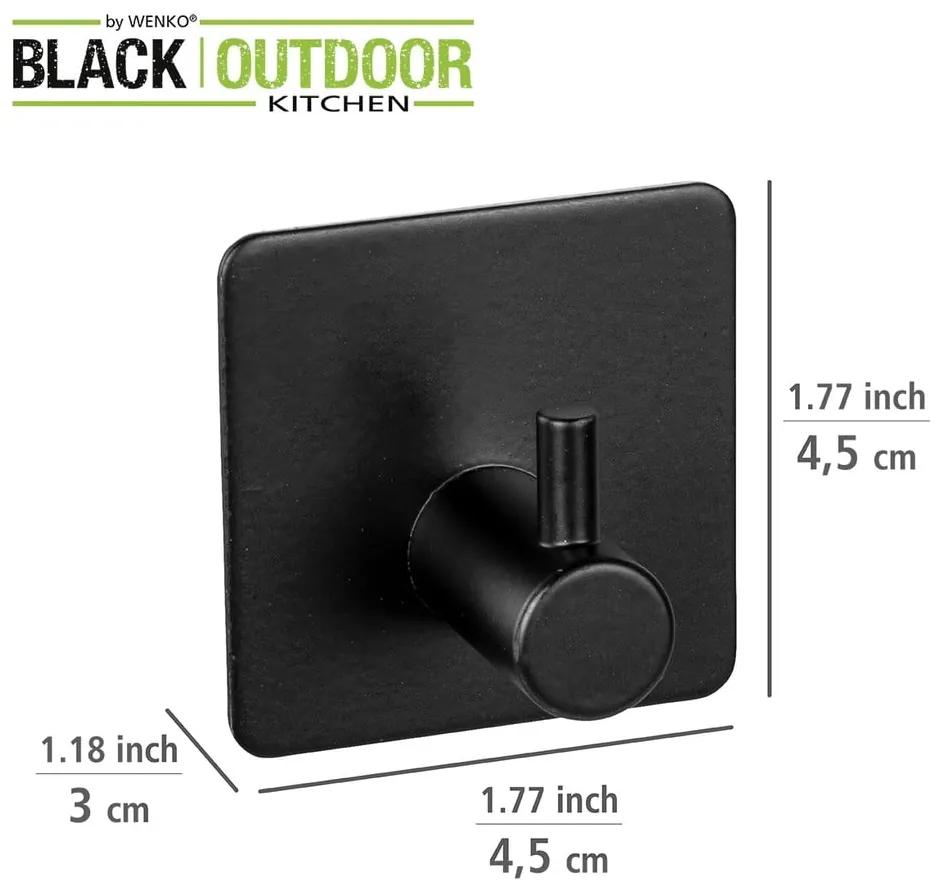 Cârlige negre 2 buc. autoadezive din oțel inoxidabil Black Outdoor Kitchen Ureo – Wenko