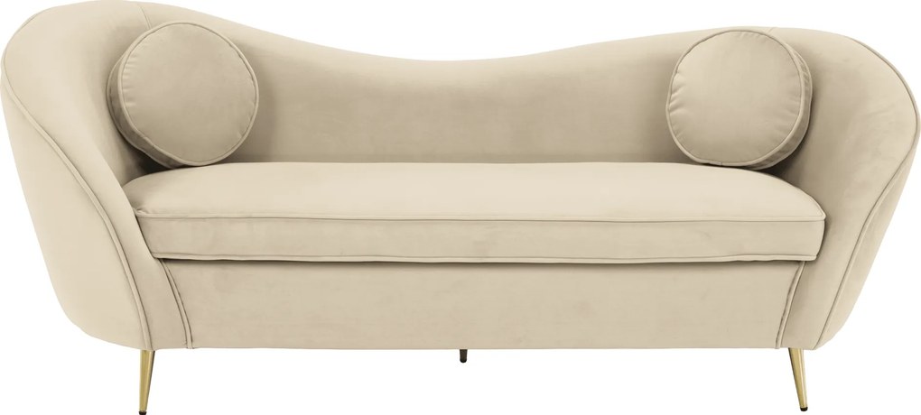 Canapea cu 3 locuri de design, ţesătură Velvet bejgold crom auriu, EZIO TYP 3