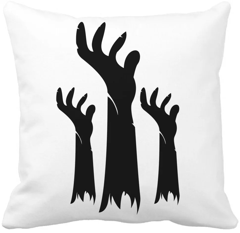 Perna Decorativa cu motiv de Halloween 5, 40x40 cm, Alba, Mata, Husa Detasabila, Burduf