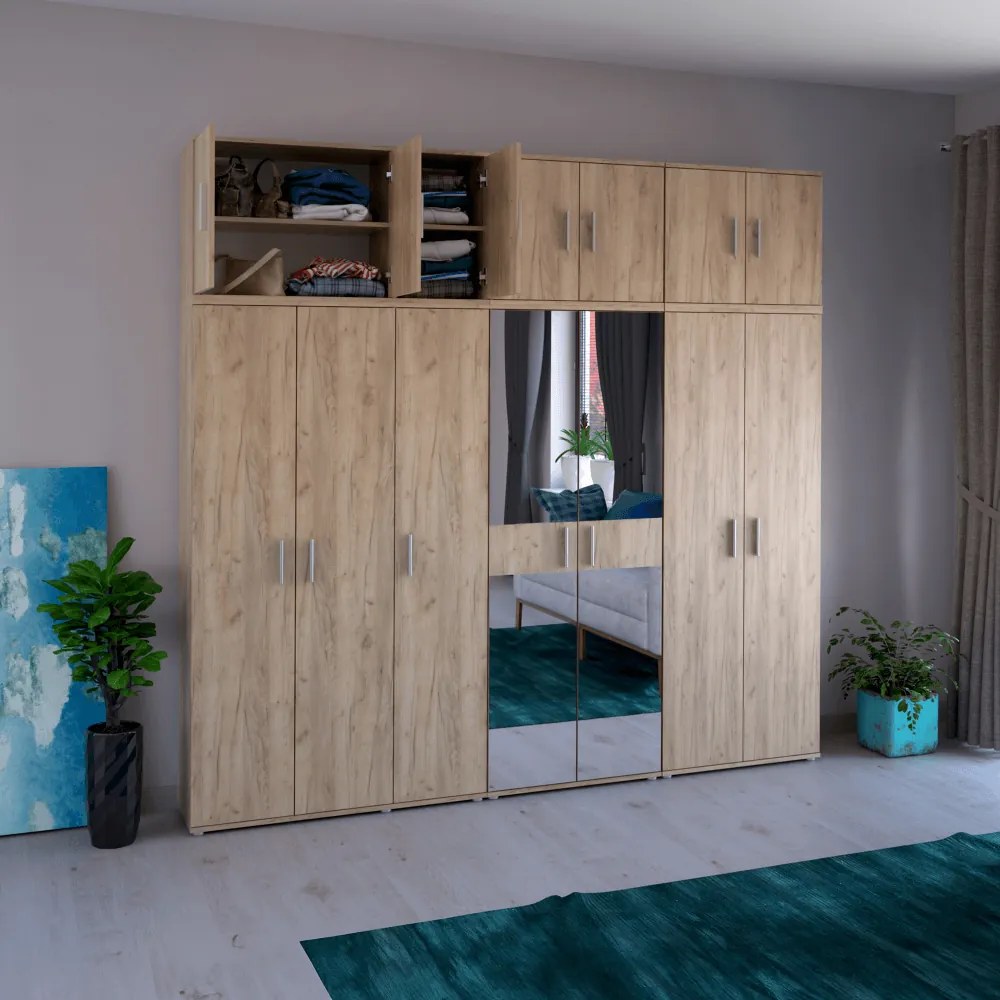 Dulap, poliţe, cu două uşi, stejar artizanal, SERVO TIP 1