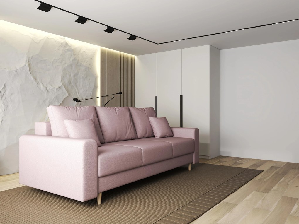 Canapea extensibilă dumonde cu ladă de depozitare si sezut confortabil din spuma high-density, Kronos Enjoy Flamingo 210x100 cm