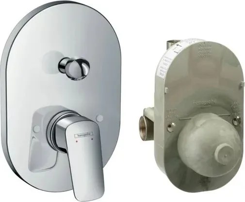 Baterie cada - dus incastrata Hansgrohe Logis cu corp incastrat crom lucios