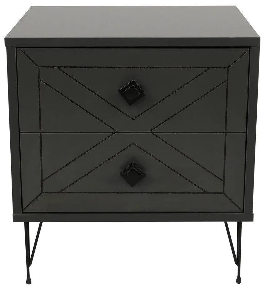 Noptiera Glynn Nightstand, Crem, 40x55x50 cm