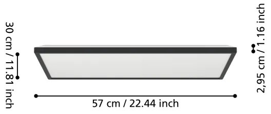Plafonieră LED de exterior Eglo 901445 ROVITO 17,2W/230V 30x57 cm IP44 negru