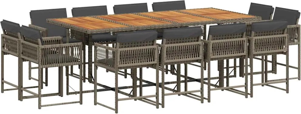 vidaXL Set mobilier de grădină cu perne, 13 piese, gri, poliratan