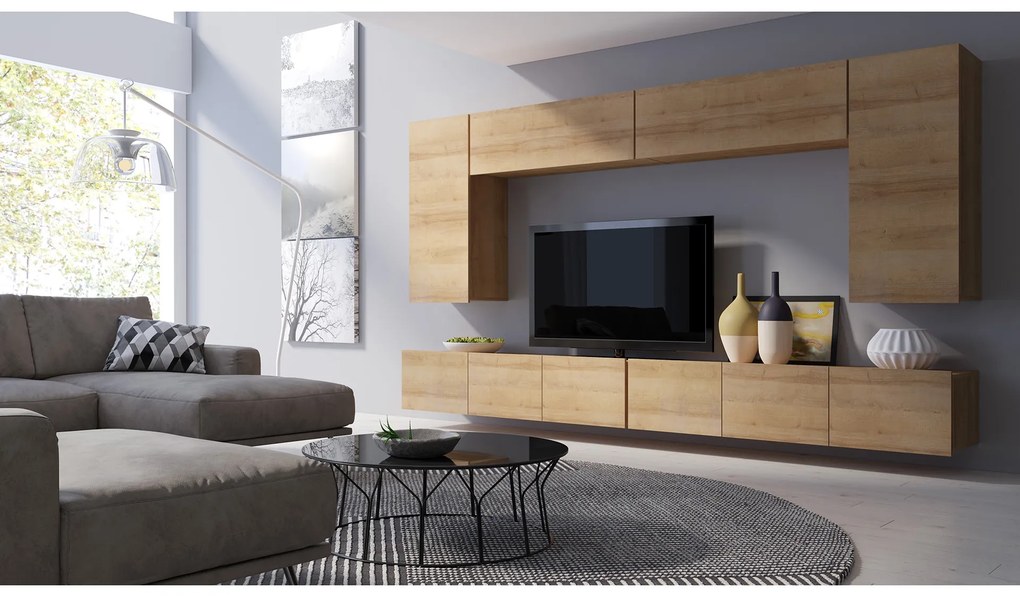Mobilier living Calabria C13 (Stejar auriu) (fără iluminat). 1051646