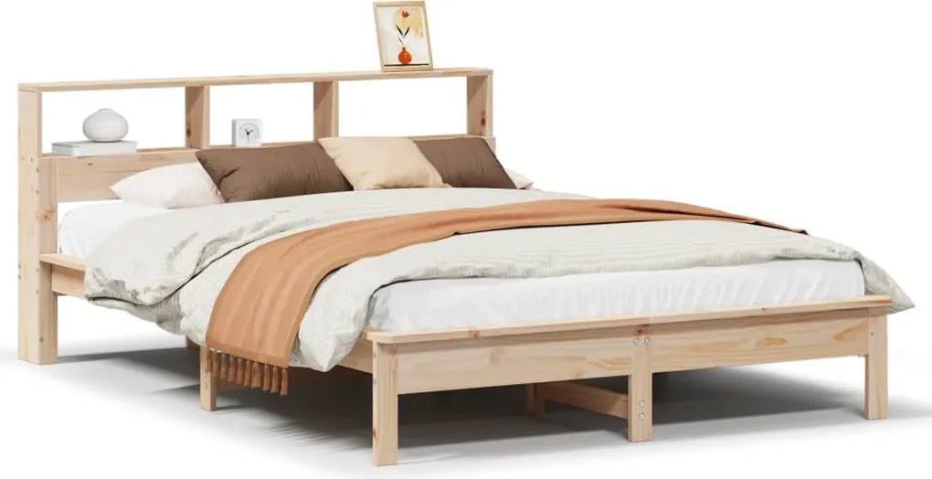 vidaXL Cadru de pat fără saltea, 140x190 cm, lemn masiv de pin