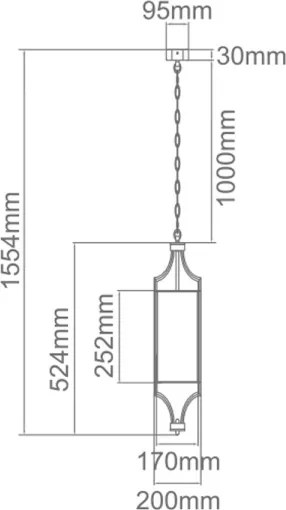 Open Design OR80551 - Lustră LUNGA pe lanț, 1xE27/15W/230V, crom lucios/alb
