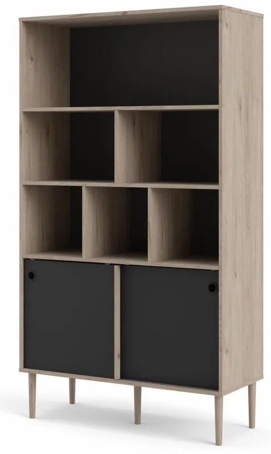 Biblioteca cu 2 usi glisante Culoare neagra, ELISEO