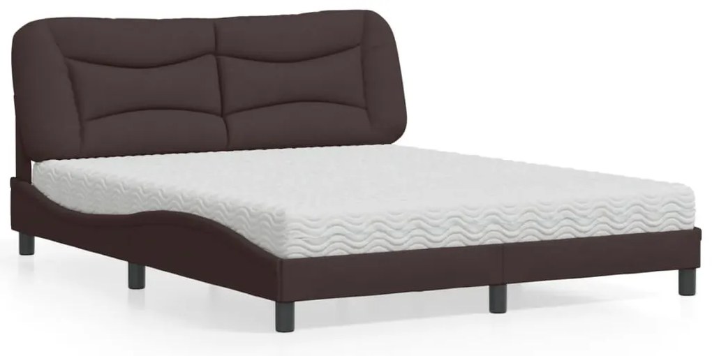 vidaXL Pat cu saltea, maro închis, 160x200 cm, textil
