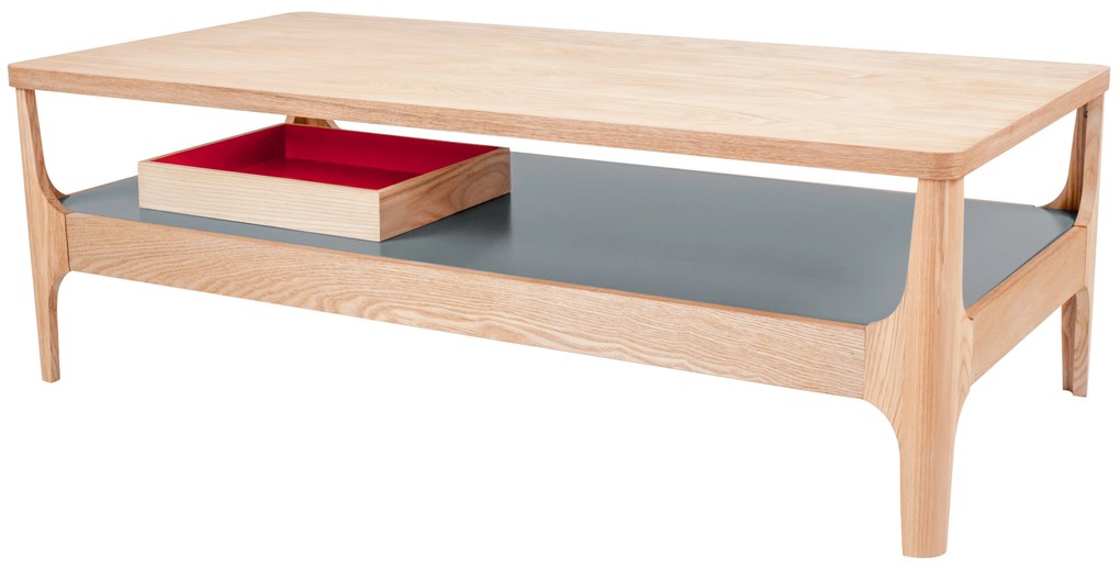 Masuta de cafea dreptunghiulara din lemn Addison 120x60x40 cm gri