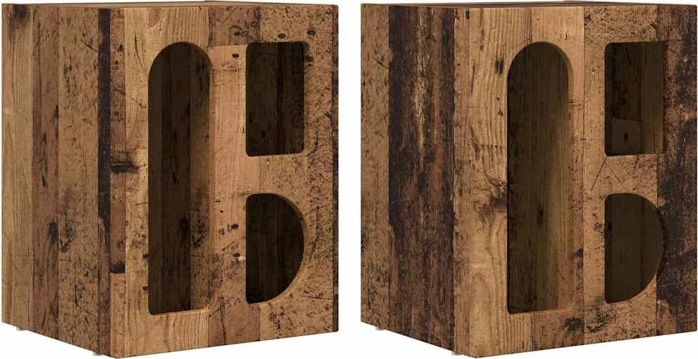 vidaXL Noptieră 2 pcs Lemn vechi 40 x 35 x 50 cm Lemn compozit