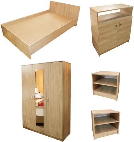 Dormitor Soft Sonoma cu pat 140x200 cm