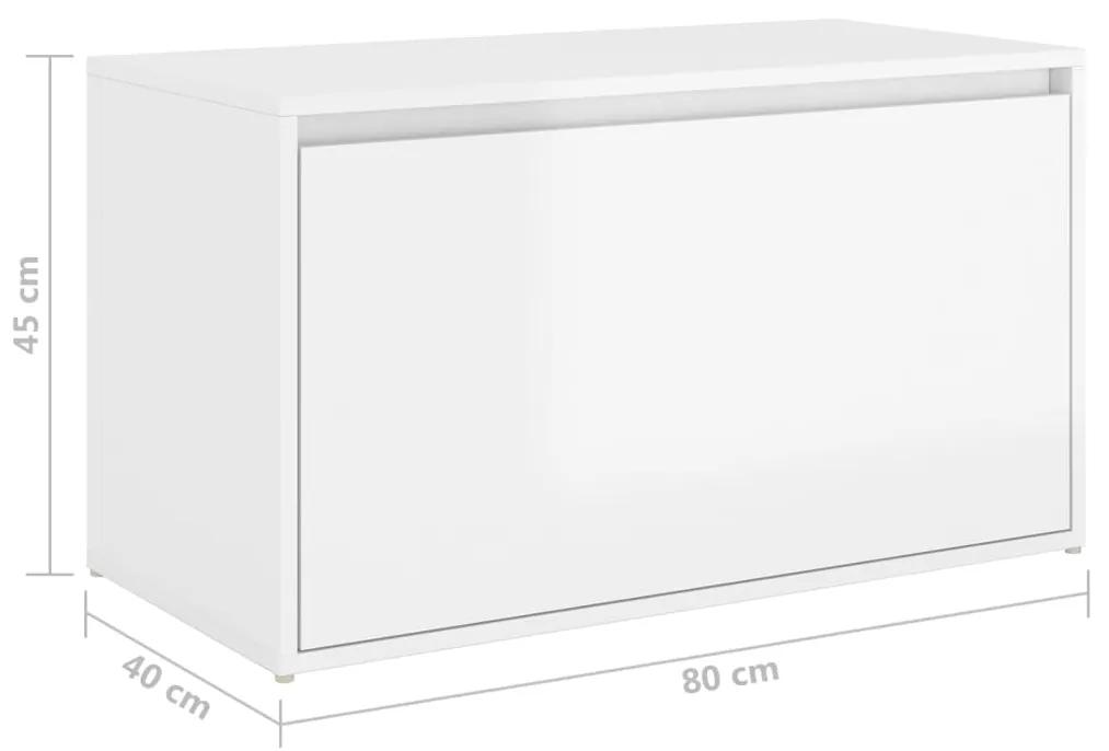 Bancheta pentru hol, alb extralucios, 80x40x45 cm, PAL Alb foarte lucios