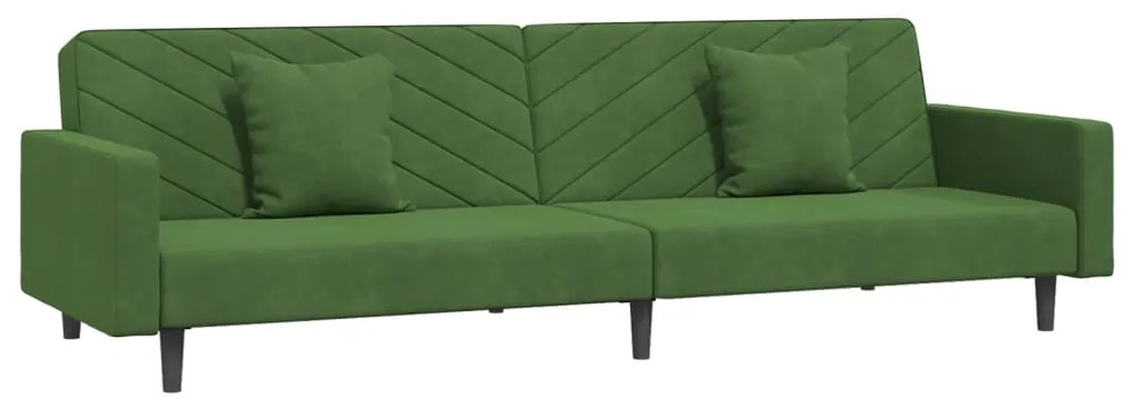 337630 vidaXL Canapea extensibilă cu 2 locuri, 2 perne, verde închis catifea