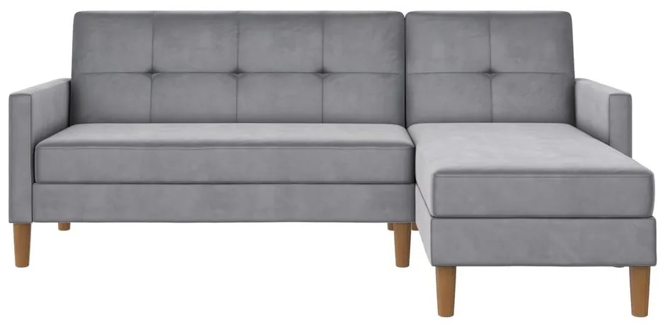 Colțar gri deschis cu tapițerie din catifea Lilly – Støraa