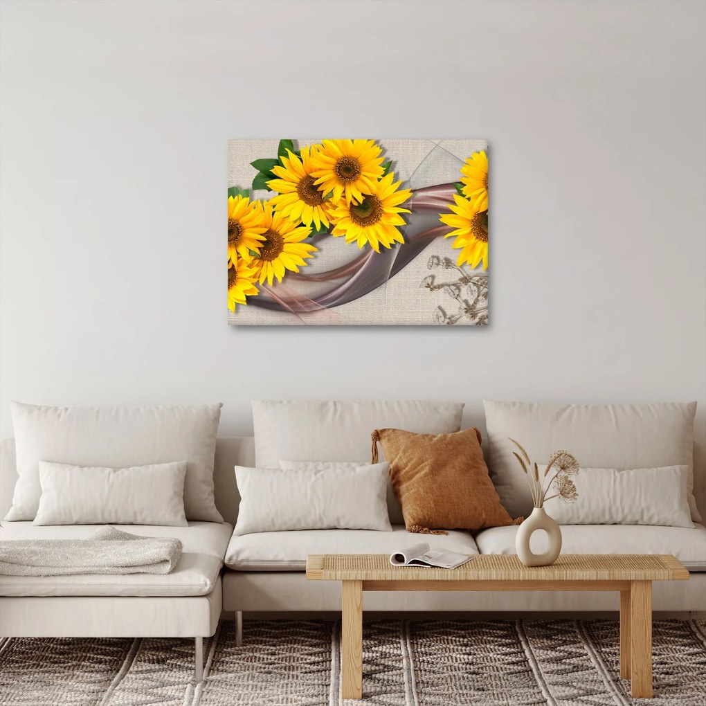 Tablou - Flori strălucitoare de floare soarelui (70x50 cm)