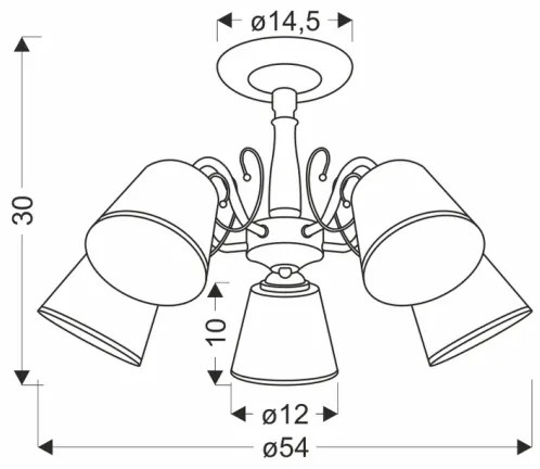 Candelabru cu tijă LOSANNA, 5 x E14, 40 W, 230 V, alamă