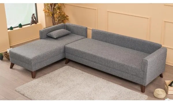 Colțar KORFU în L, gri, stânga