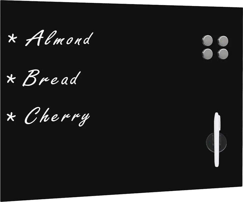 vidaXL Tablă magnetică de perete neagră, sticlă, 80 x 60 cm