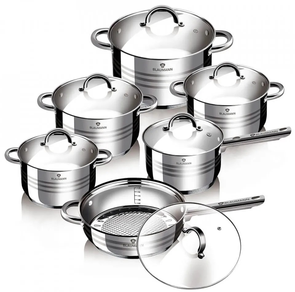 Set oale si tigai otel inoxidabil (12 piese) Jumbo Gourmet Line Blaumann BL 1410