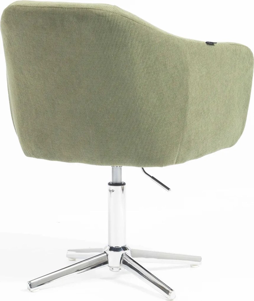 HR832CROSS Scaun Catifea Reiată Premium culoare verde salvie cu Bază Cromata