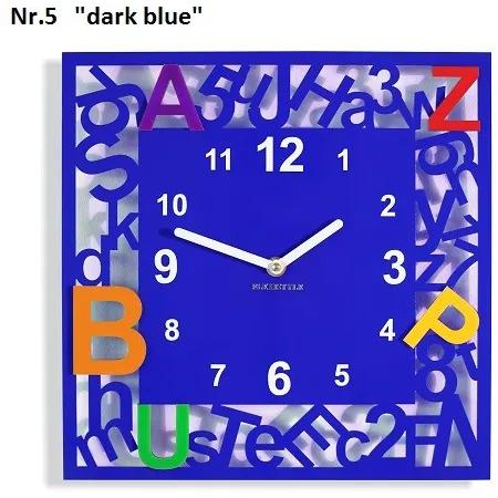 Ceas pătrat pentru copii cu litere Albastru