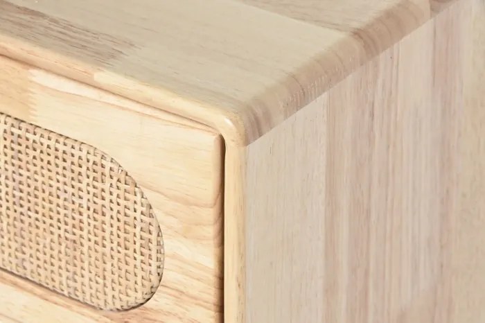 Comoda TV natur , din metal lemn de cauciuc si rattan „Rustic Charm”