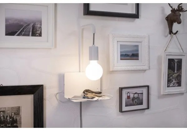 Paulmann 79812 - Lampă de perete CALVANI cu poliță și port USB, 1xE27/40W, 230V, albă