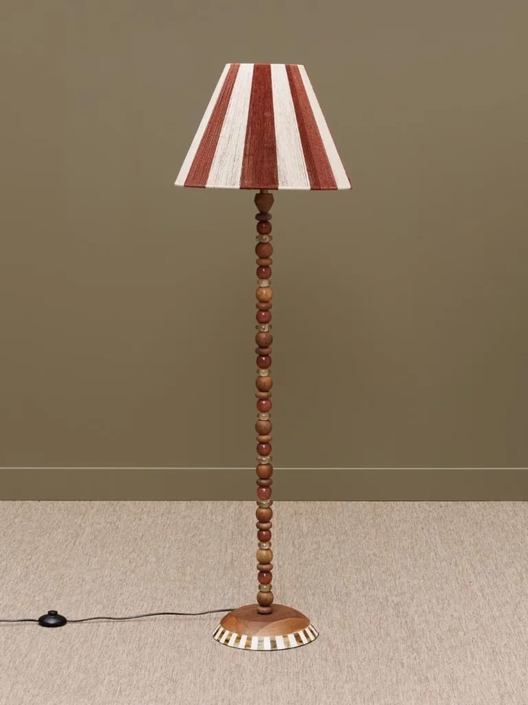 Lampadar din margele de sticla, cu abajur din bumbac, Morena
