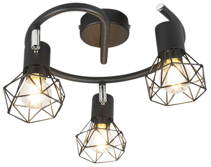 Spotlight Art Deco negru reglabil cu 3 lumini - Mosh