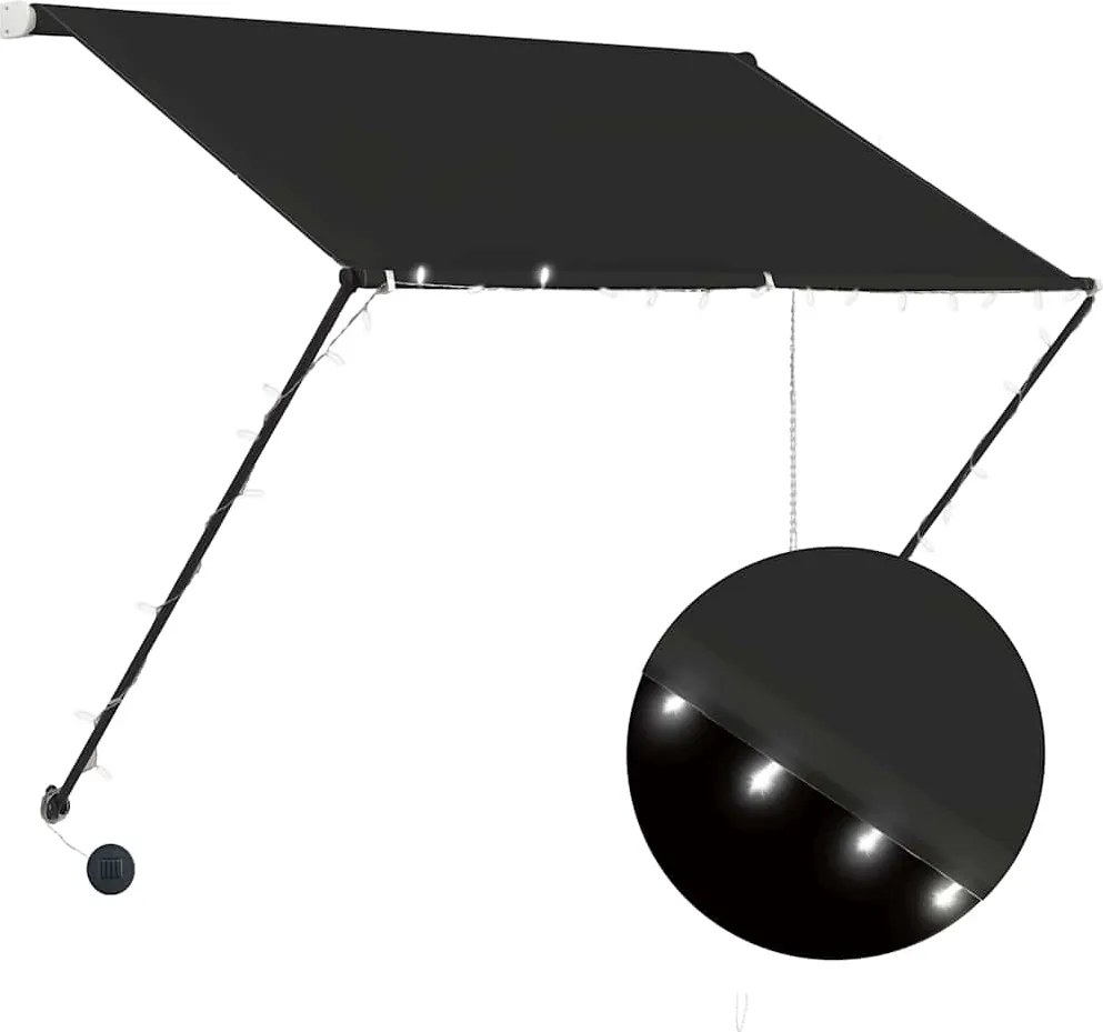 vidaXL Copertină retractabilă cu LED, antracit, 150 x 150 cm