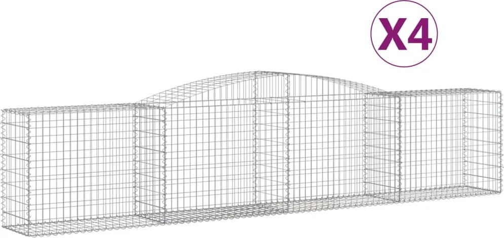 vidaXL Coșuri gabion arcuite 4 buc, 400x50x80/100 cm, fier galvanizat