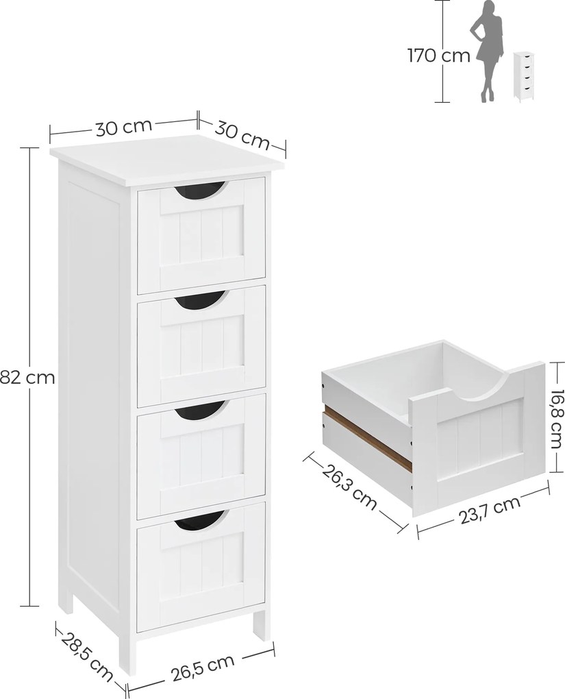 Dulap baie LEHAC 30x82 cm, albă