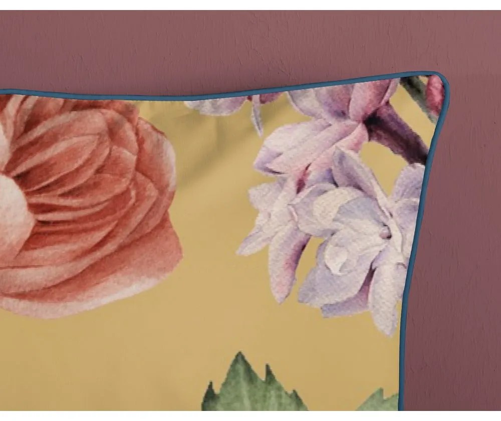 Lenjerie de pat galben ocru din bumbac satinat pentru pat dublu, extinsă 240x220 cm Fiori – Descanso