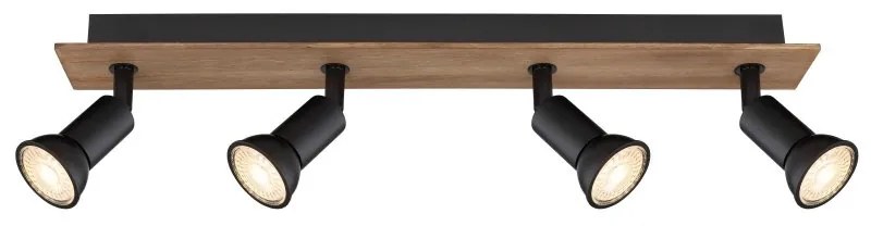Plafoniera cu 4 spoturi directionabile design modern DREW maro inchis, negru mat