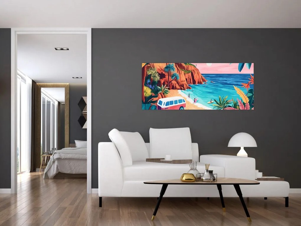 Tablou - Rulotă la ocean (120x50 cm)