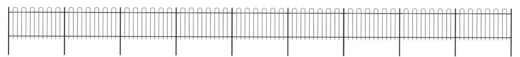 Gard de gradina cu varf curbat, negru, 15,3 x 1 m, otel 1, 1 m, 15.3 m